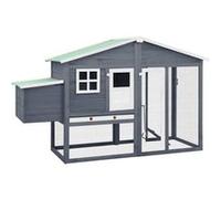 vidaXL Poulailler avec nichoir Gris et blanc Bois de sapin massif