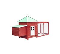 Poulailler - vidaXL - Rouge - Bois de pin massif - 190x72x102 cm - Pour 4 poules