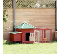 Poulailler avec nid de poulet rouge 190 x 72 x 102 cm en bois massif de sapin - Clapier en bois robuste avec grand enclos et toit basculant, abri de volaille résistant aux intempéries pour l'espèce