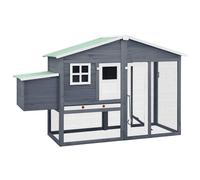 vidaXL Poulailler avec nichoir Gris et blanc Bois de sapin massif