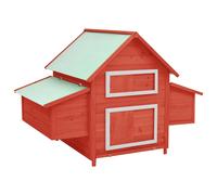 Poulailler Avec Plateau Amovible Boîtes À Nids Rouge Blanc 150x96x110 Cm Bois De Sapin Solide