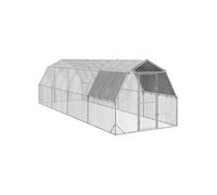 vidaXL Poulailler de promenade avec toit 2,5 x 8 x 2,25 m acier galvanisé