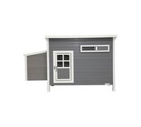 Poulailler Barney 2-4 poules 137 x 73 x 83 cm gris/blanc portes & fenêtre