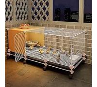 Poulailler Bon marché avec Roues universelles, Cage à Poulet intérieure 360 °, Zone Semi-fermée, Plateau Amovible et Maille de Fer Dense 1,5 cm (105 x 35 45 cm)