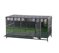 Poulailler - Cage galvanisée de grande capacité pour canards, lapins, chats et chiens avec plateau amovible et poulies (100 x 60 x 73 cm)