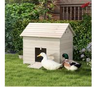 Poulailler Canardière 100x82.5x91cm Toit Charnières Plancher Surélevé Rampe d'Accès Bois Sapin