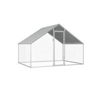 vidaXL Poulailler d'extérieur 2,75 x 2 x 1,92 m Acier galvanisé - cadre argenté, toit gris