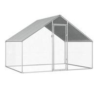 Poulailler d extérieur 2,75 x 2 x 1,92 m Acier galvanisé Cadre argenté + toit gris G