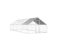 Cage À Poules Extérieure Avec Porte Verrouillable Toit En Polyéthylène Acier Galvanisé