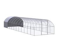 Poulailler d'extérieur 3 x 12 x 2 m en acier galvanisé avec toit imperméable pour poules, canards, petits animaux comme enclos extérieur et enclos pour volailles