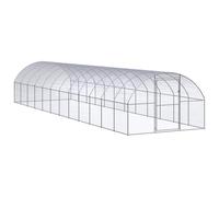 Poulailler d'extérieur 3 x 12 x 2 m en acier galvanisé - Cage spacieuse pour poules, canards, petits animaux, enclos stable et durable en acier galvanisé, facile à nettoyer