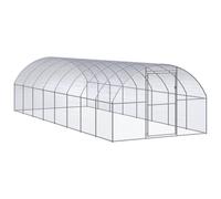 Poulailler d'extérieur 3 x 8 x 2 m en acier galvanisé - Cage spacieuse pour poules et canards - Enclos stable en acier galvanisé - Nettoyage facile - Roue libre sûre