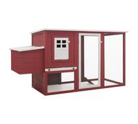 Poulailler d'extérieur avec 1 nichoir 202 x 75 x 98 cm Bois Rouge 02_0001700