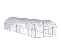 Poulailler D'extérieur avec Porte Verrouillable, Enclos D’Animaux pour Poules, Lapins, Résistant aux Intempéries, 3x12x2 m Acier Galvanisé