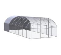 Poulailler D'extérieur avec Porte Verrouillable et Toit étanche, Enclos D’Animaux pour Poules, Lapins, Résistant aux Intempéries, 3x8x2 m Acier Galvanisé