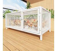 Poulailler D'extérieur en Métal avec Porte Verrouillable Et Plateau à œufs pour 3 à 6 Poules, Toit Amovible, Montage Facile, Cage D'extérieur pour Canards Et Lapins. White 120 x 50 x 60 cm