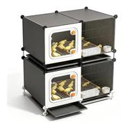 Poulailler Empilable Cage À Poulets pour Poussins Canetons | Red Densa Sin Fugas, Bandeja Deslizante Para Limpieza, Kit Comida Y Agua, Adecuados Para Codornices, Patitos(70x35x87cm)
