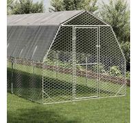 Poulailler en acier galvanisé 2,5 x 12 x 2,25 m avec toit - Enclos robuste pour petits animaux, résistant aux intempéries et durable - Idéal pour le jardin et la roue libre
