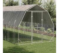 Poulailler en acier galvanisé 2,5 x 8 x 2,25 m avec toit - Robuste et résistant aux intempéries pour petits animaux tels que les poules et les lapins - Idéal pour le jardin et l'enclos