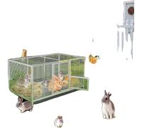 Poulailler, en acier inoxydable robuste, convient pour 10 poules, avec plateau amovible, argenté