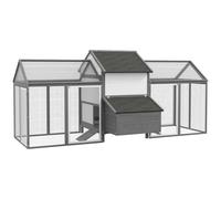 Poulailler En Bois 2 Enclos Modulables Niche Pondoir Gris