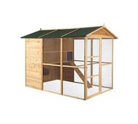 Poulailler en bois avec enclos - 10 poules - L. 266 x P. 174 x H. 205 cm - Naturel - FERAS