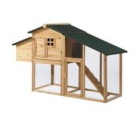 Poulailler en bois avec enclos - 4 poules - L. 173 x P. 64 x H. 108 cm - Naturel - LEVAS