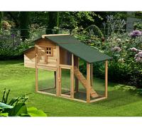 Poulailler en bois avec enclos - 4 poules - L. 173 x P. 64 x H. 108 cm - Naturel - LEVAS