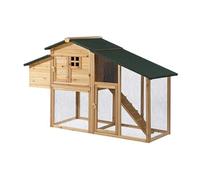 Poulailler en bois avec enclos - 4 poules - L. 173 x P. 64 x H. 108 cm - Naturel - LEVAS