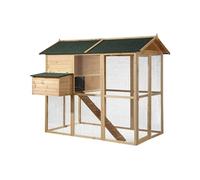 Poulailler en bois avec enclos - 8 poules - L. 201 x P.142 x H. 171 cm- Naturel - GALLUS