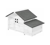 Poulailler en bois avec pondoir - 2 poules - L. 106 x P. 64 x H.71 cm - Blanc - ANSER