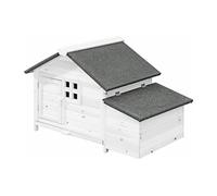 Poulailler en bois avec pondoir - 2 poules - L. 106 x P. 64 x H.71 cm - Blanc - ANSER