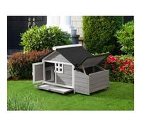 Poulailler en bois avec pondoir - 2 poules - L. 106 x P. 64 x H.71 cm - Blanc et gris - ANSER