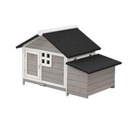 Poulailler en bois avec pondoir - 2 poules - L. 106 x P. 64 x H.71 cm - Blanc et gris - ANSER