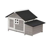 Poulailler en bois avec pondoir - 2 poules - L. 106 x P. 64 x H.71 cm - Blanc et gris - ANSER