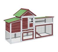 Poulailler en Bois, Cage Maison pour Poules Extérieur Moka 186,5x58,5x113 cm Bois Massif de pin