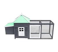 Poulailler en bois de sapin massif et acier galvanisé - Enclos robuste pour petits animaux dans le jardin - Gris - Avec pondoir - 190 x 72 x 102 cm