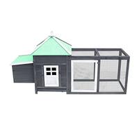 Poulailler en bois massif pour petits animaux | Poulailler gris avec pondoir 190 x 72 x 102 cm | Robuste et résistant aux intempéries pour le jardin et l'élevage en plein air | Idéal pour les poules