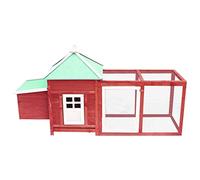 Poulailler en bois massif sapin 190 x 72 x 102 cm avec nid, habitat robuste pour petits animaux, résistant aux intempéries et durable, idéal pour le jardin ou la cour