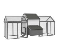 Poulailler en bois - PawHut - 2 enclos modulables niche abritée pondoir tiroir déjection perchoir rampe - 247x118x113cm - gris