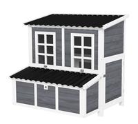 Poulailler en bois - PawHut - XL, nichoir 3 compartiments et tiroir amovible - porte-rampe et toit imperméable - 100x86x100cm - gris