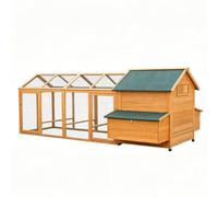 Poulailler en Bois pour 6-8 Poules imperméable avec 6 Pondoirs | Bois massif, toit bitumé, imperméable, Enclos/habitation séparables, 2 perchoirs, 6 pondoirs, Bac coulissant(F)