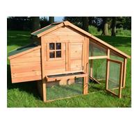 Poulailler en bois pour jardin extérieure - Confort - 190x62x114 cm - 2 perches - Nichoir - Tiroirs