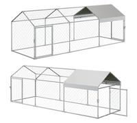 Poulailler en métal, 3 x 1 x 1 m, grand enclos avec serrure de sécurité et couverture de toit étanche, en acier galvanisé avec portes, pour cage à oiseaux et autres petits animaux