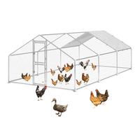 Poulailler en métal XXL avec Porte en Deux Parties (3 x 6 x 2 m), Grand enclos pour Poules, Canards et Lapins, Toit imperméable et résistant aux UV, Robuste pour Jardin avec Toit Pointu