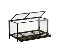 Poulailler en Treillis métallique sur Pied, Conception à Double Porte, mécanisme de Verrouillage, puits de lumière agrandi et Treillis Haute densité, Convient aux Poules et aux Canards, Grand-Black