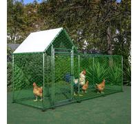 Poulailler enclos 3 x 1 x 1,5 m (3 m²), galvanisé avec serrure de sécurité, toit en polyéthylène imperméable aux UV, grille en PVC - pour poules, lapins, chats