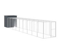 Poulailler enclos Cage Poules avec Cour 165 x 1067 x 181 cm Acier galvanisé Anthracite 02_0043950