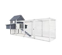 Poulailler Gris 310x150x150cm cm Bois Nichoir & Enclos Bac amovible pour Nettoyage Cage