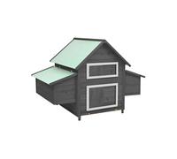 vidaXL Bois de Sapin Massif Poulailler Gris et Blanc 150x96x110 cm Cage Poules